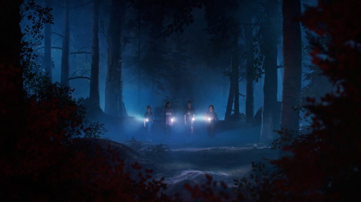 The girls explore a forest at night in Lost Records: Bloom & Rage