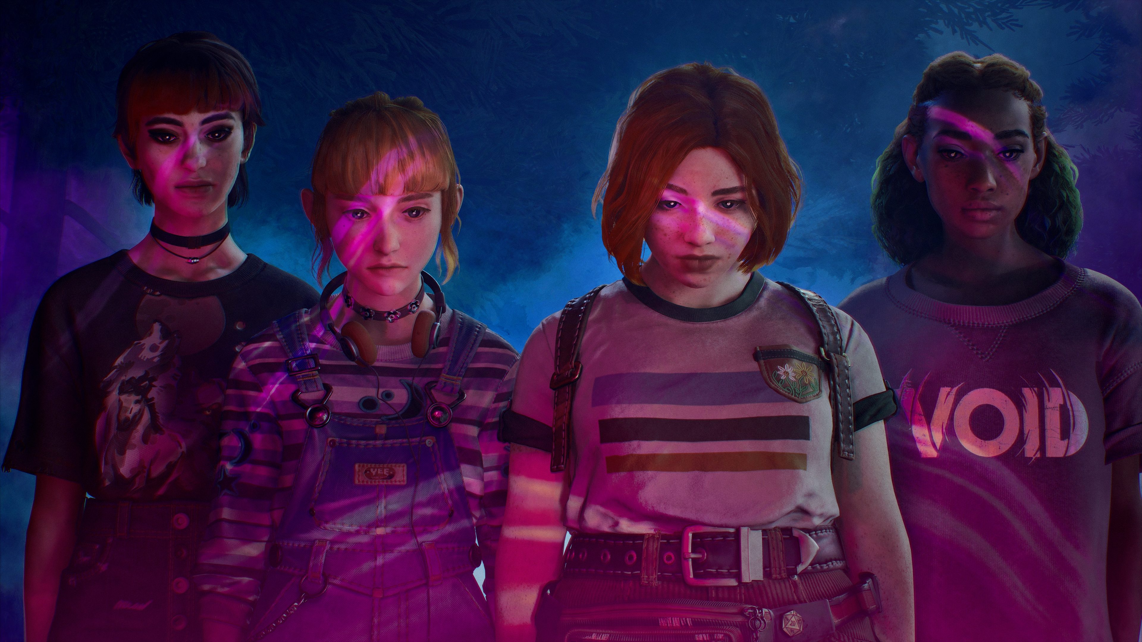 The four girls stand together in Lost Records: Bloom & Rage.