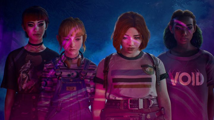 The four girls stand together in Lost Records: Bloom & Rage.