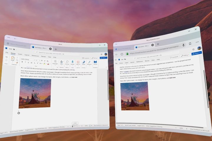 Microsoft's Quest apps are the same as opening Microsoft365 in Meta's browser.