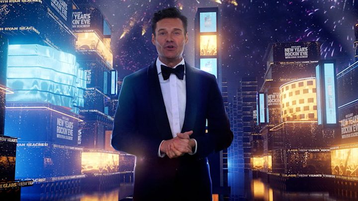 Ryan Seacrest hosting New Year's Rockin Eve.