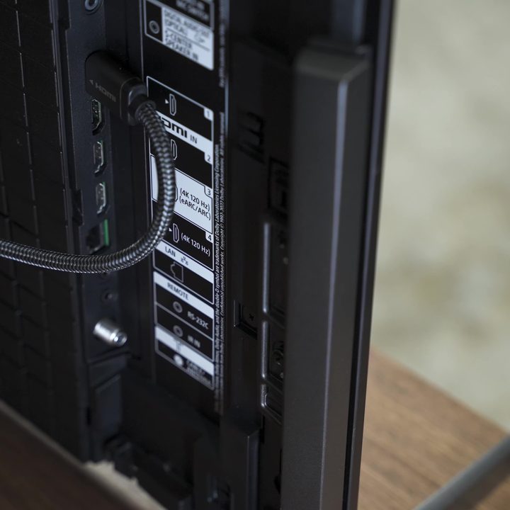 The HDMI port selection on the side of a Sony A95L.