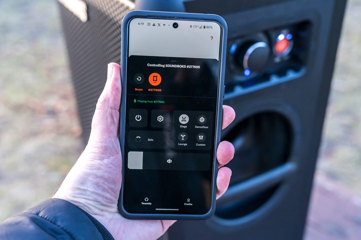 The Soundboks app can control certain features on the speaker.
