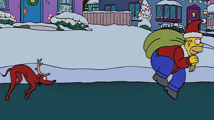 Homer and Santa's Little Helper do The Grinch.