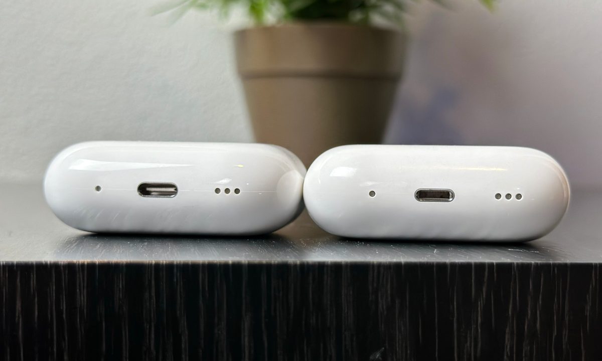 Apple AirPods Pro Second Gen charging case with USB-C and charging case with Lightning.