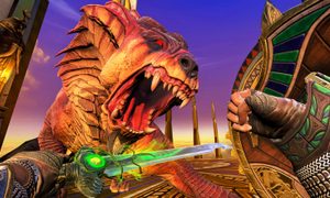 A player battles a four-legged beast in Asgard's Wrath 2.