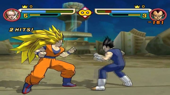 Characters fight in DragonballZ Budokai 2.