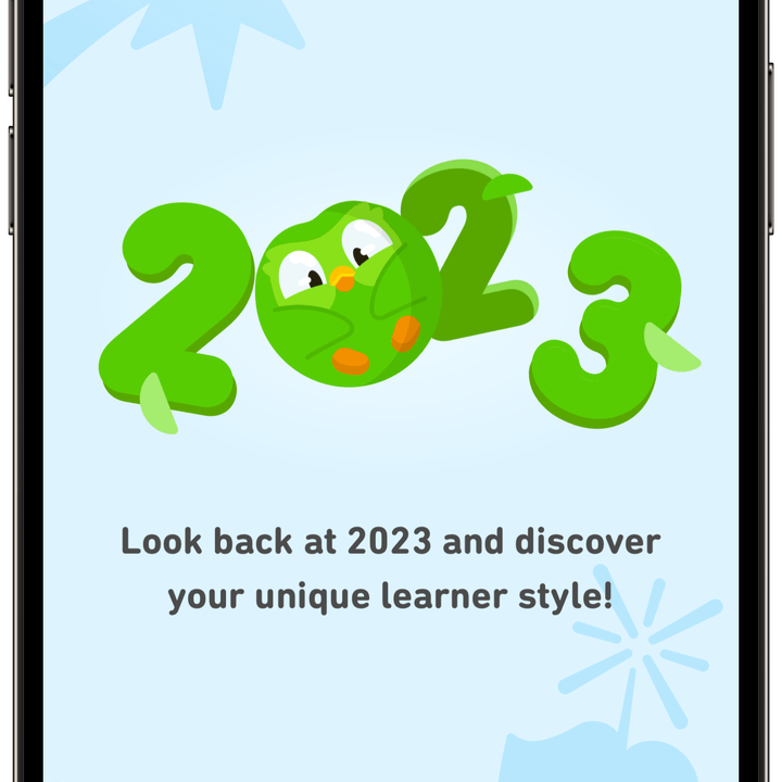 A screenshot of the Duolingo Year in Review 2023 running on an iPhone.