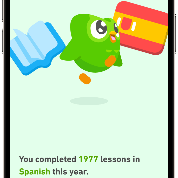 A screenshot of the Duolingo Year in Review 2023 running on an iPhone.