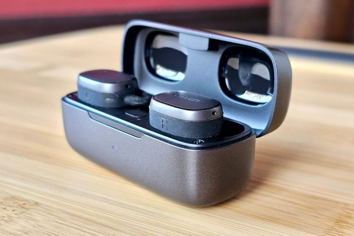 EarFun Free Pro 3 in charging case (lid open).