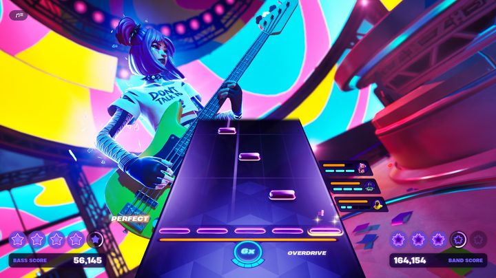 A character plays guitar in Fortnite Festival.