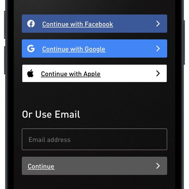Hed Unity app for iOS: sign-up screen.