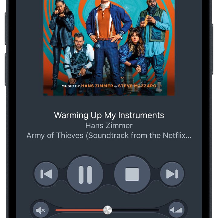 mConnect app for iOS playing music from Tidal to the Hed Unity headphones via Wi-Fi.
