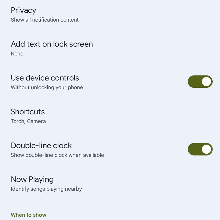 The advanced lock screen options in Android 14.