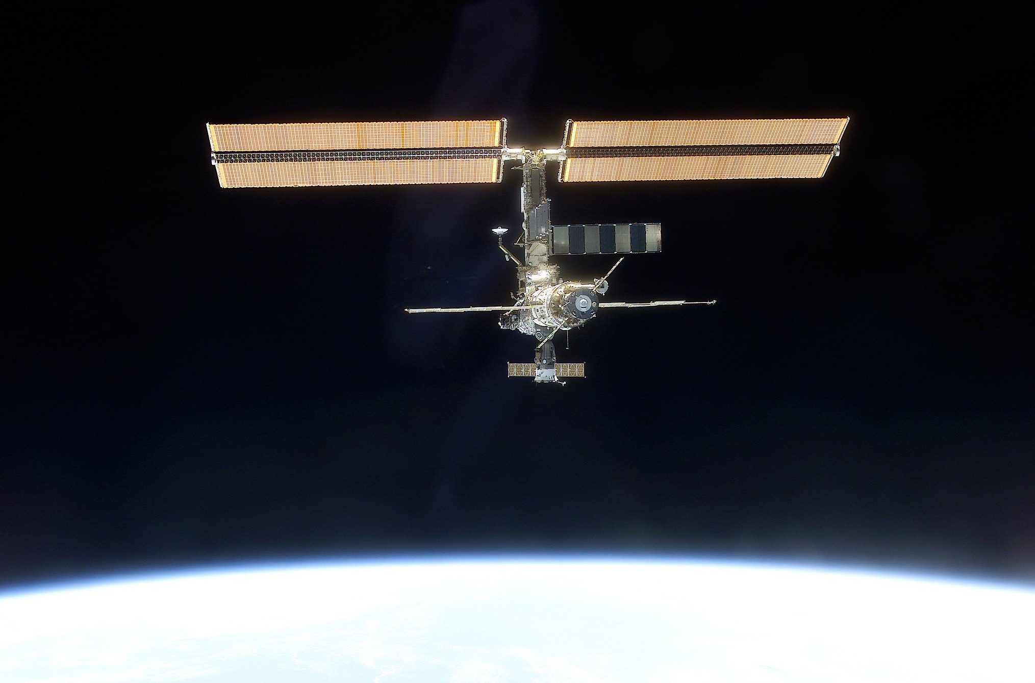 The International Space Station shown in its early days in 2001.