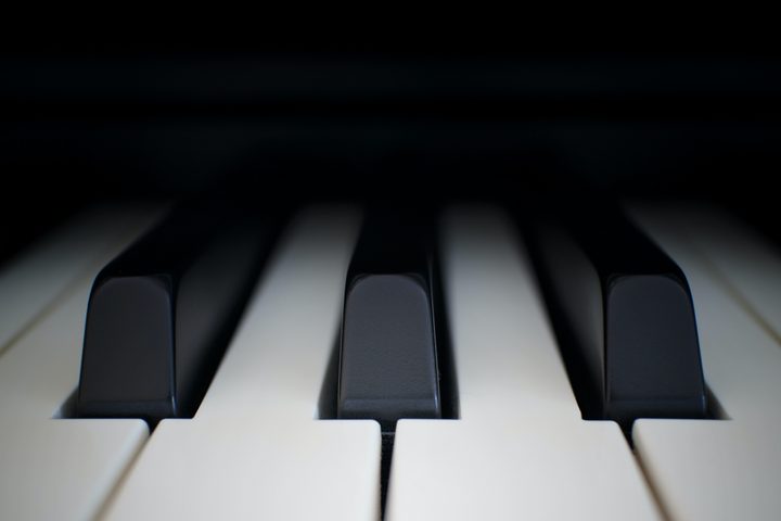 A closeup view of piano keys.