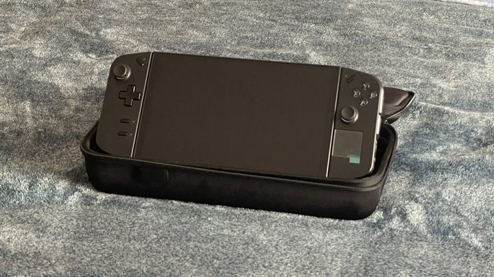 Lenovo Legion Go standing up in case