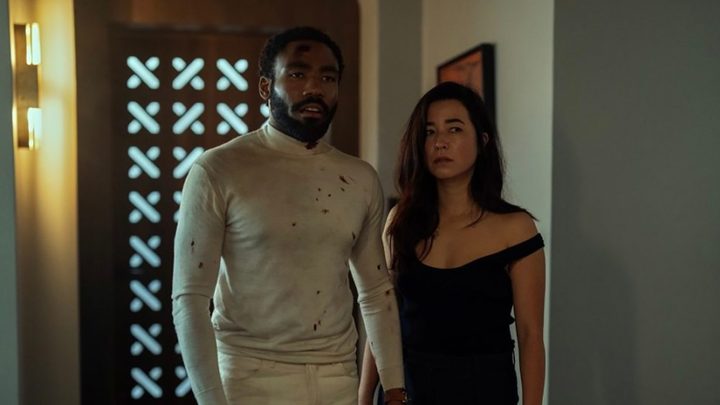 A man and a woman look disheveled and dirty in a scene from Mr. & Mrs. Smith on Amazon Prime Video.