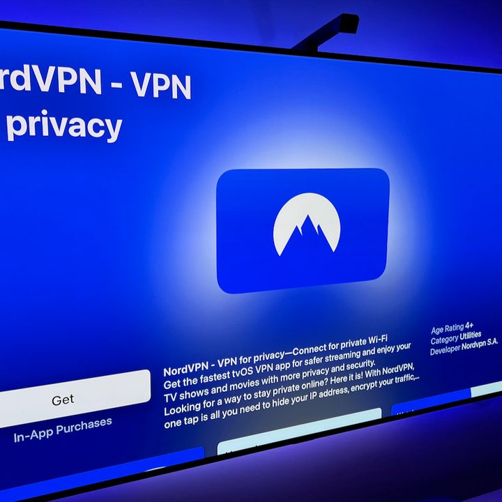 NordVPN home screen for Apple TV.