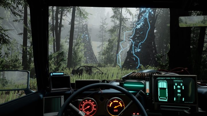 A car sits outside of a plasma power station in Pacific Drive.