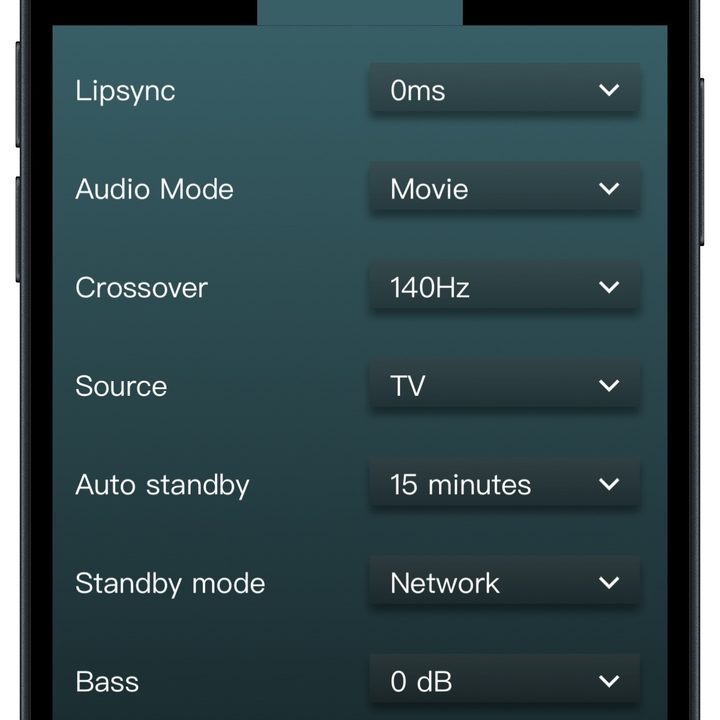 Platin Audio Milan app for iOS audio settings.
