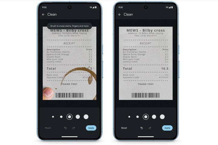 Cleanup feature for document scan on Pixel phones.