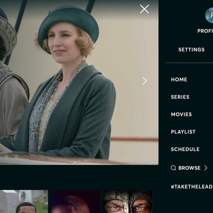 The dropdown menu on the Starz web player.