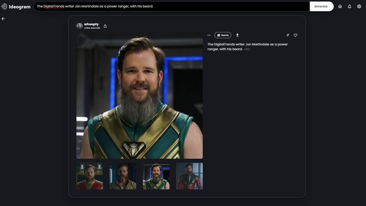 Using Ideogram to make a power ranger Jon.