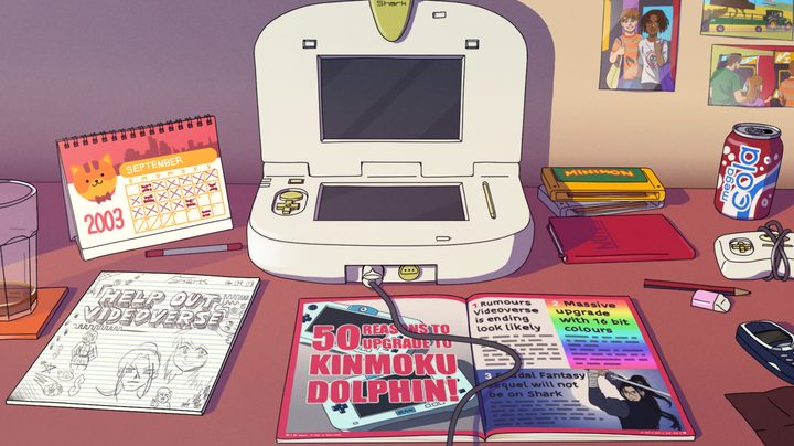 The Kinmoku SHark sits on a table in Videoverse.