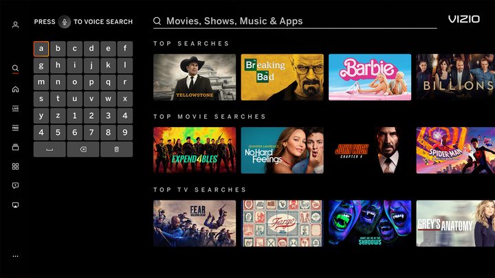 The new Vizio search screen.