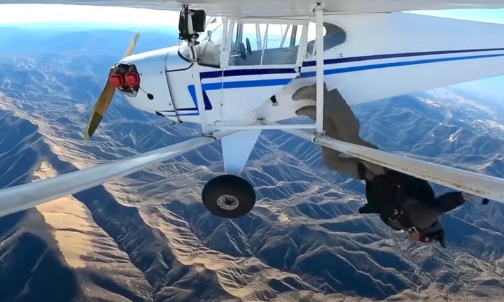 YouTuber Trevor Jacob jumps from his plane shortly before it crashes.