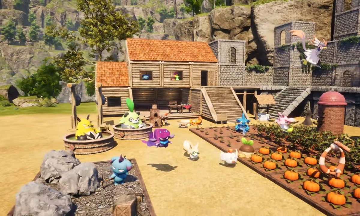 A pal base with a farm and bath.