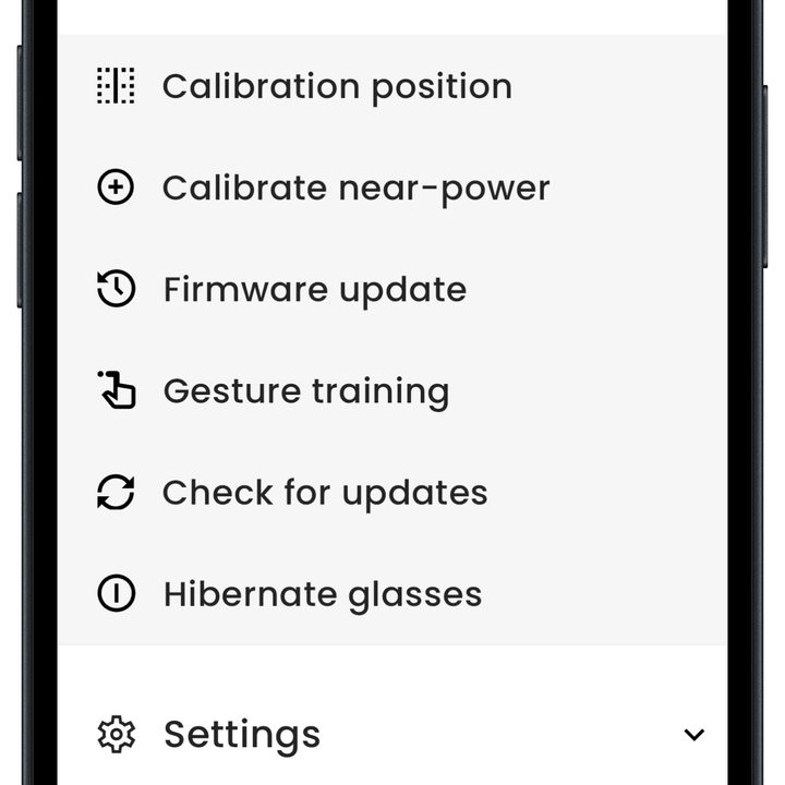 Deep Optics 32°N app for iOS settings menu.