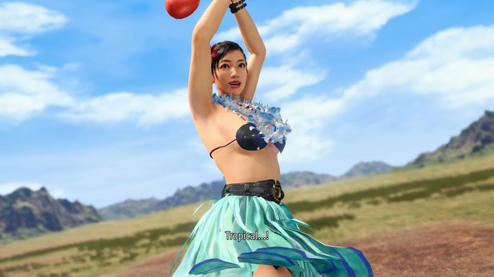 Chitose dancing in a skirt in Like a Dragon: Infinite Wealth.
