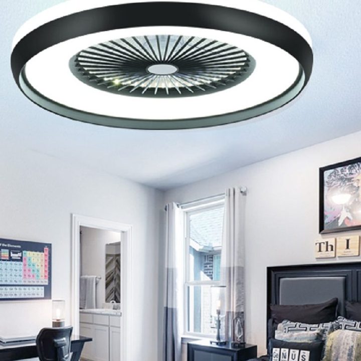 The Humhold Smart Ceiling Fan Light in the bedroom.