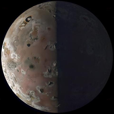 Io, imaged by the Juno spacecraft on December 30, 2023.
