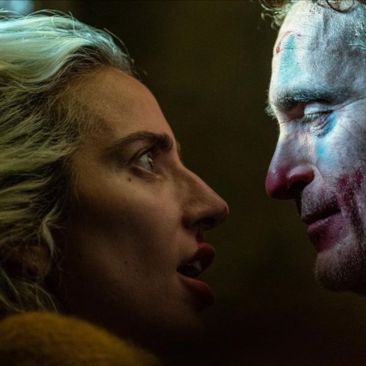 Lady Gaga looks into the eyes of Joaquin Phoenix.