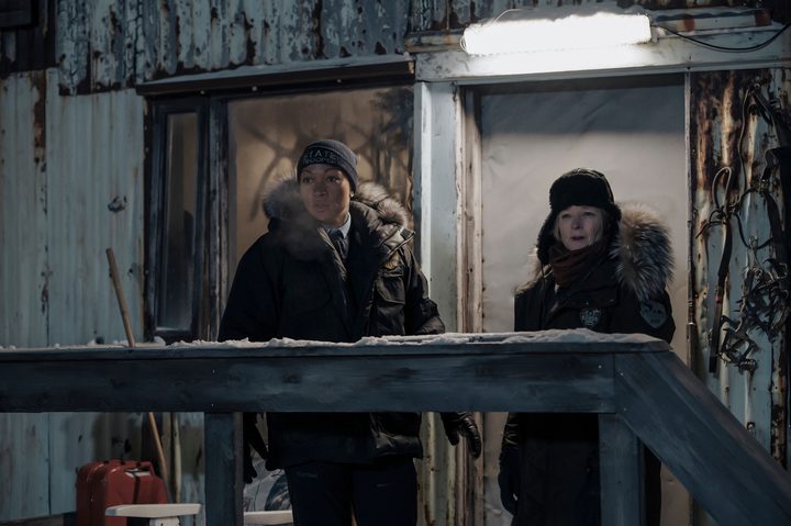 Kali Reis and Jodie Foster stand by a shack together in True Detective: Night Country episode 3.