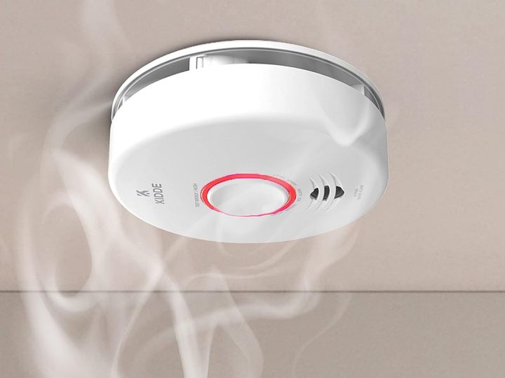 The Kidde Smart Smoke Detector on the ceiling.