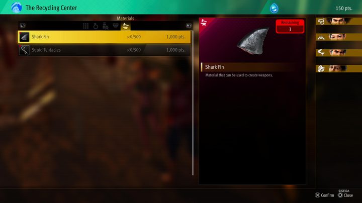 Buying a shark fin item Like a Dragon: Infinite Wealth.