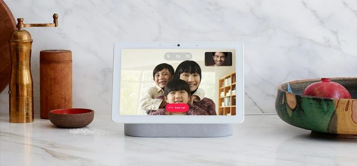 The Nest Hub Max in a kitchen.
