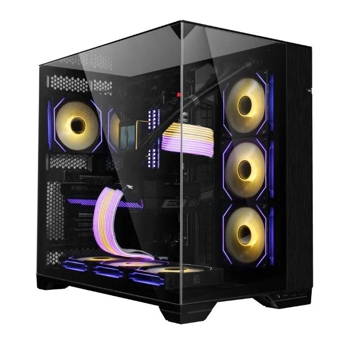 A rendering of the Lian Li O11 Vision PC case on a white background.