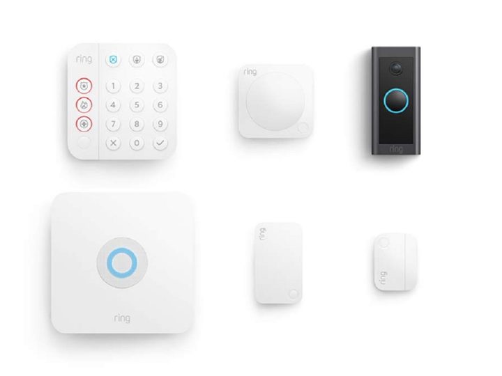 A bundle that includes the Ring Alarm 5-Piece Kit and the Ring Video Doorbell.