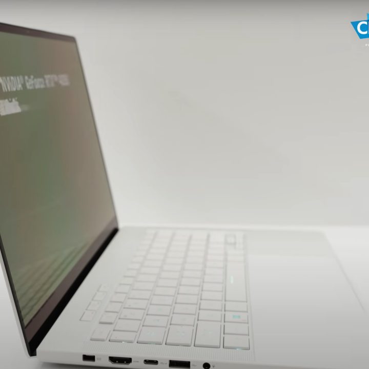 The ROG Zephyrus G14 against a white wall.