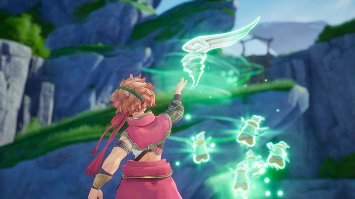 Val touching some glowing green spirits.