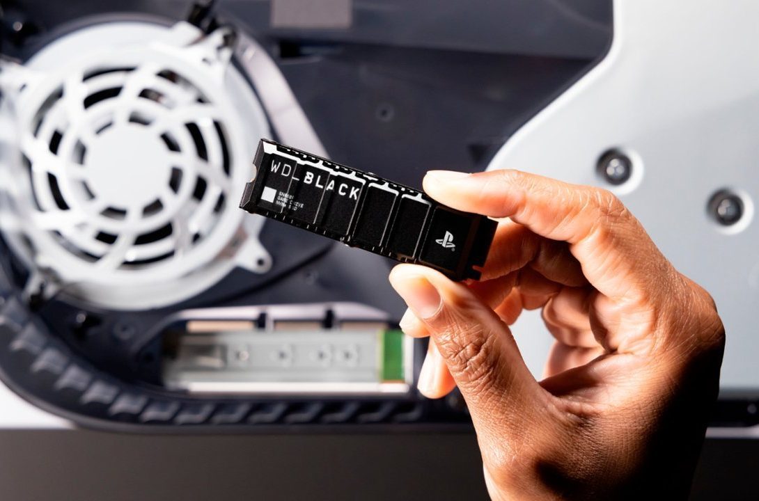 The WD Black SN850P 2TB Internal PS5 SSD before insertion into a ready PS5.