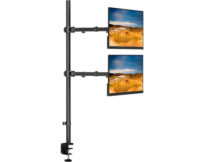The Wali Vertical Monitor Mount holding two monitors.