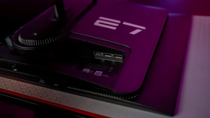 Ports on the Alienware 27 QD-OLED monitor.