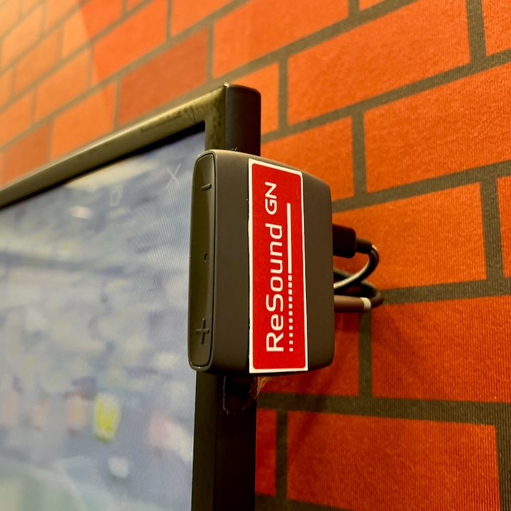 The Auracast transmitter on a TV at CES 2024.