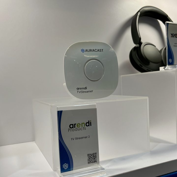 An assortment of Auracast devices on display at CES 2024.
